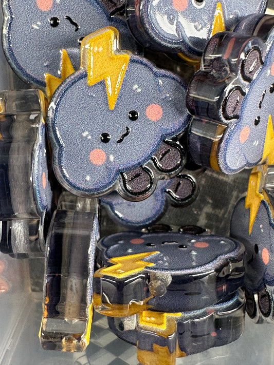 Stormy acrylic focal bead- set of 2/ focal bead/ pen beading / keychain bead / clouds