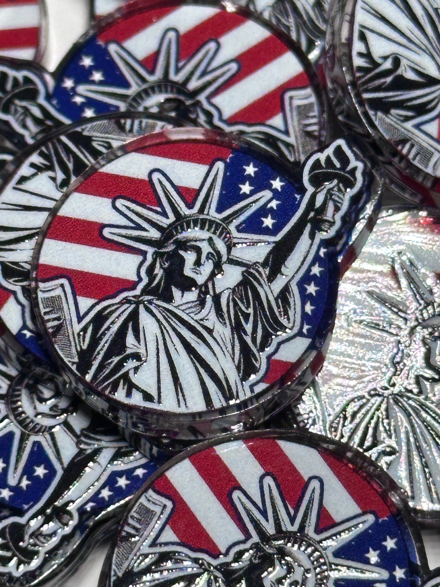 USA Patriotic acrylic focal bead- set of 2/ focal bead/ pen beading / keychain bead/Statue of Liberty