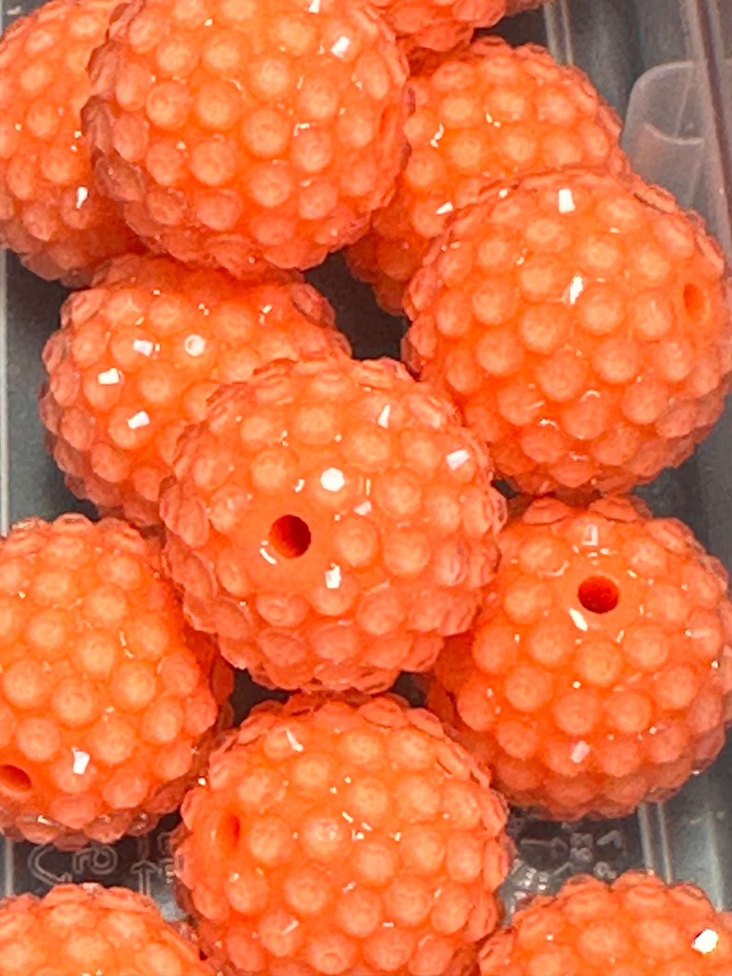 Rhinestone Bead/Set of ten beads-Five beads each color included/ perfect to go with Florida Gators and University of Auburn /fits beadable pen/ Fancy bead/ keychain bead/ dark blue and orange/ 20mm