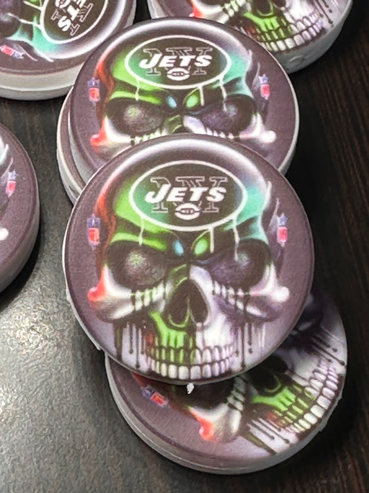 New NY Jets Football team focal bead / New York / skull