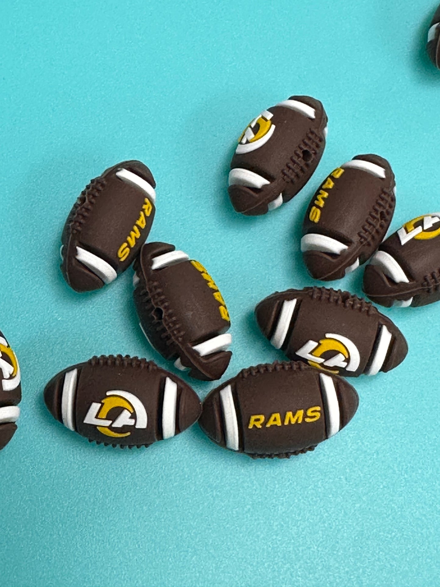 3D football shaped Los Angeles Rams focal bead