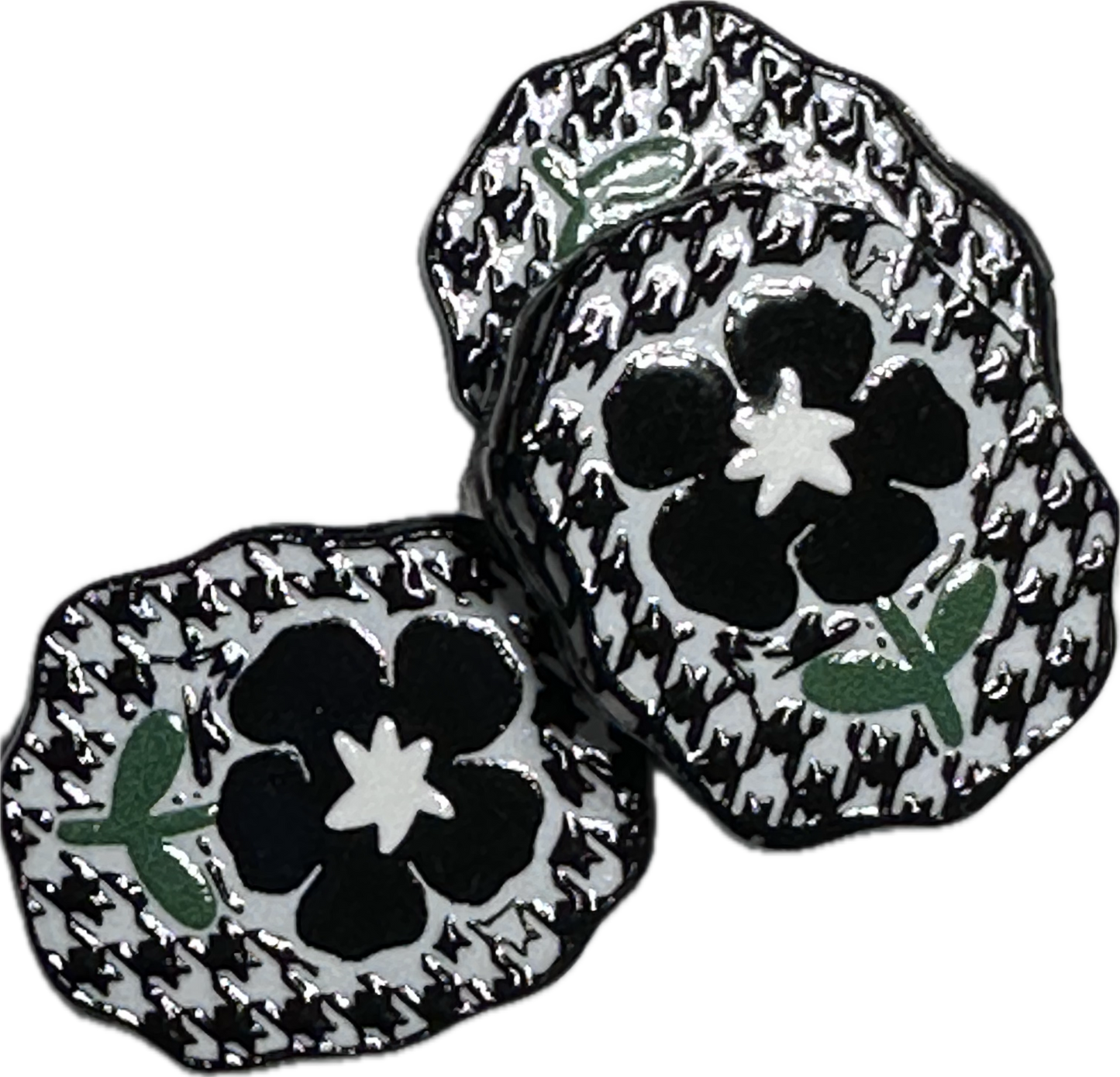 Black daisy houndstooth acrylic focal bead- set of 2/ focal bead/ pen beading / keychain bead/
