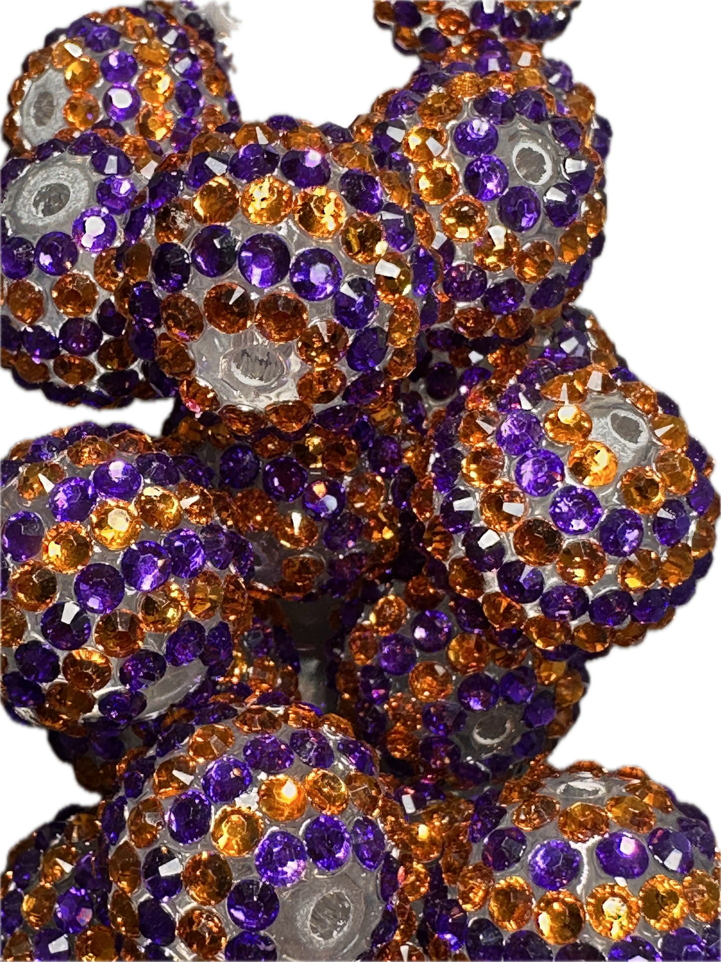 Rhinestone Bead/Five beads included/ perfect to go with Florida Gators and University of Auburn /fits beadable pen/ Fancy bead/ keychain bead/ dark purplish blue and orange