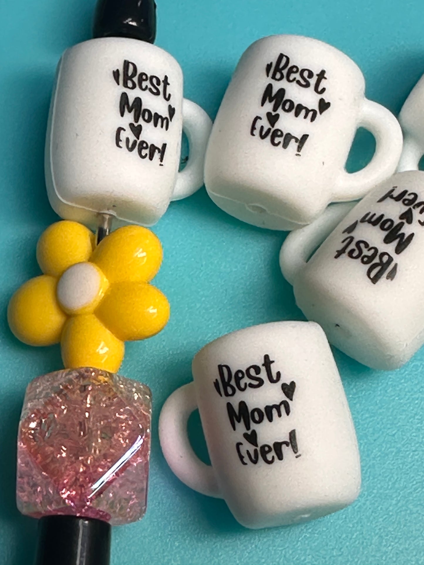 3D Mug/ Best mom ever/ mama Focal Bead/ for beadable pen/ Silicone  bead/keychain bead/ Mothers Day/ coffee cup