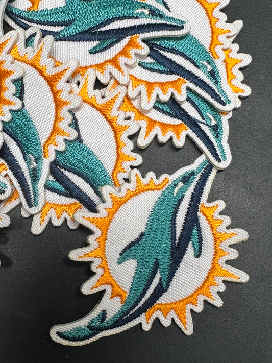 MIAMI DOLPHINS /IRON ON PATCH/ SIZE SMALL/ QUALITY MATERIAL/FABRIC PATCHES/FOOTBALL TEAM
