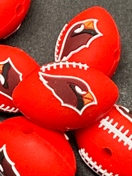 NEW 3D Arizona Cardinals focal beads/ football shaped silicone bead/ pen bead/ keychain bead