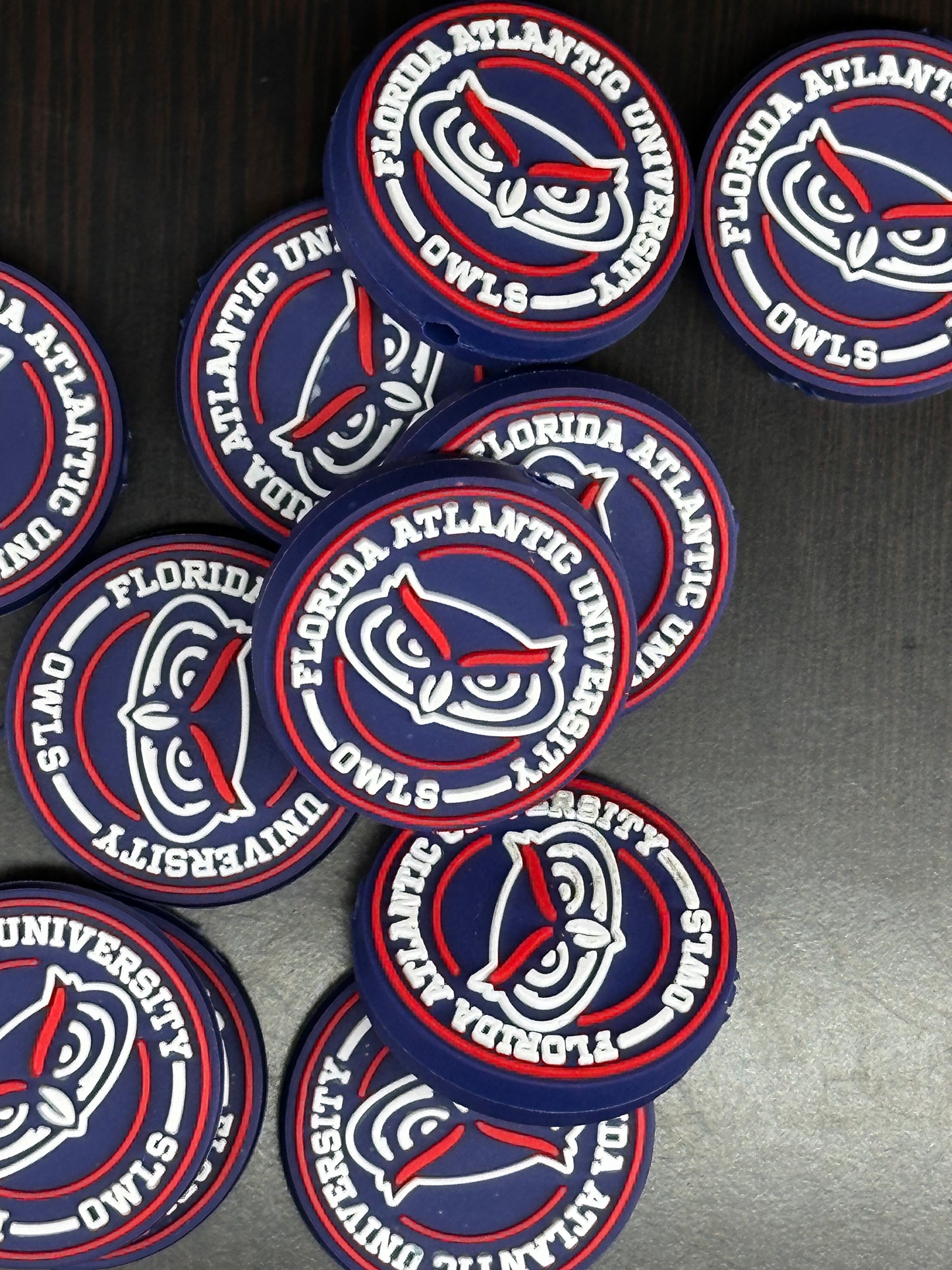 Florida Atlantic University focal bead / football silicone bead