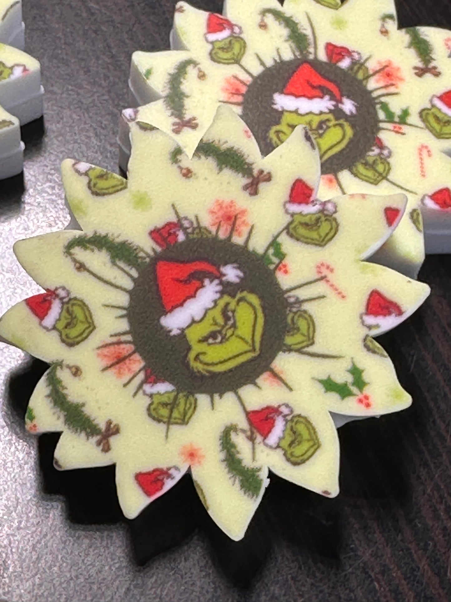 Christmas flower shaped Focal Bead/ beadable pen/ Silicone  bead/ keychain bead/ mean green guy/ Santa hat/