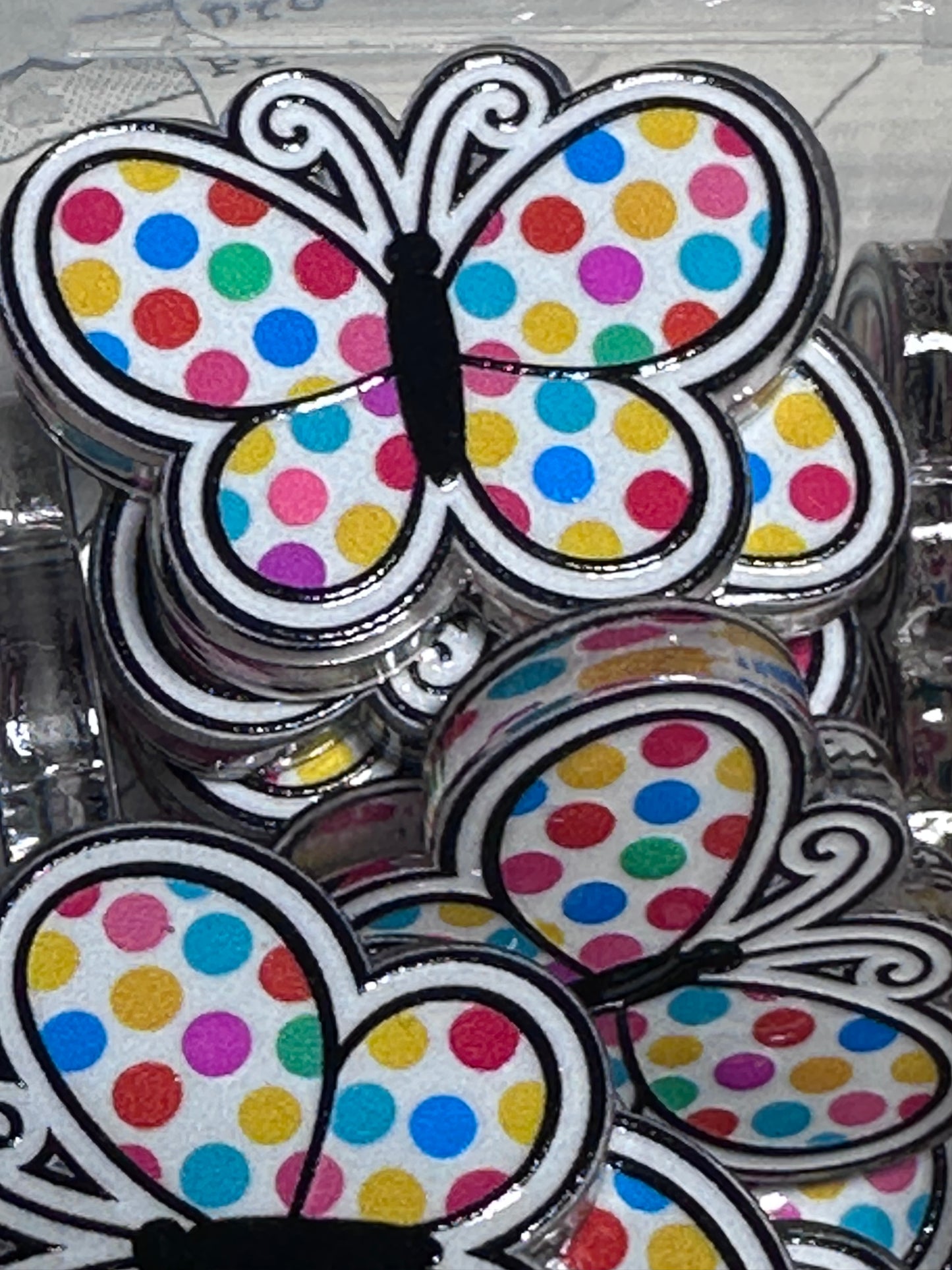 Polka Dot butterfly acrylic focal bead- set of 2/ focal bead/ pen beading / keychain bead/ GREERandCOMPANY DESIGN