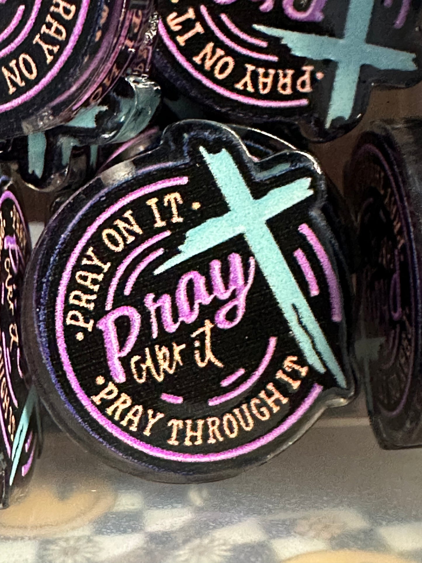 Pray acrylic focal bead- set of 2/ focal bead/ pen beading / keychain bead/