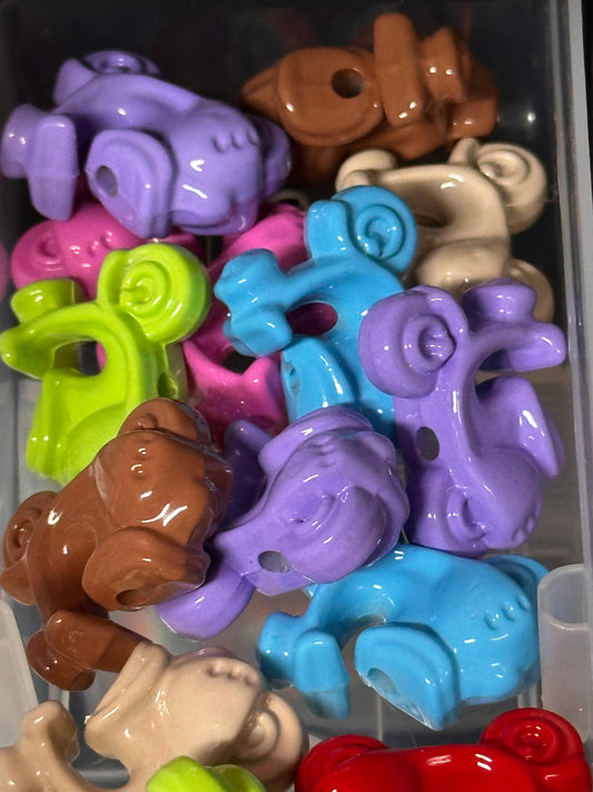 Five (5) unique motor scooter beads included/ random choice of colors/ moped shaped acrylic/ Perfect for pen beading/ jewelry making/