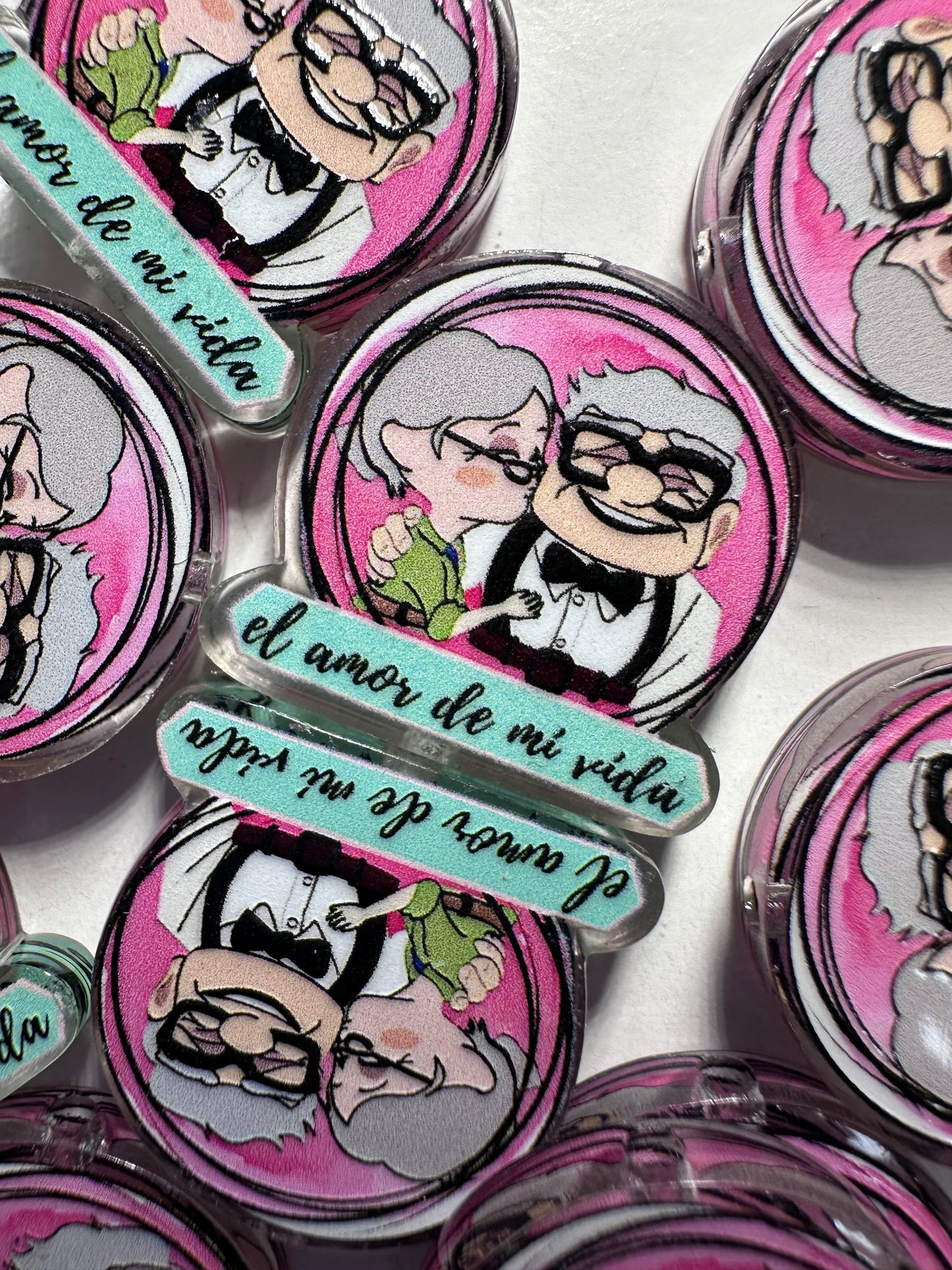 Old married couple acrylic focal bead- set of 2/ focal bead/ pen beading / keychain bead/movie couple