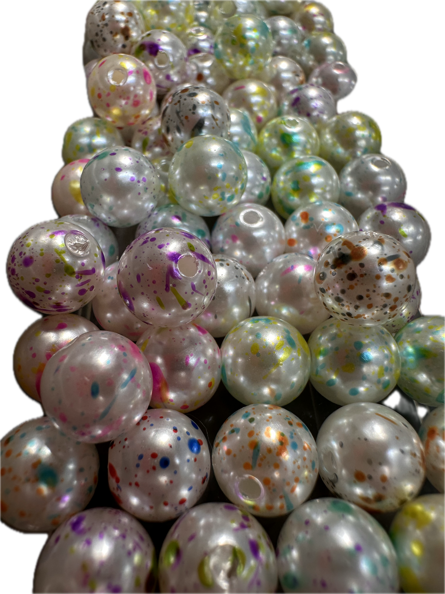 Abstract acrylic beads /paint splatter beads/ beadable pen/ keychain bead/round 10mm bead-set of 25/ random colors