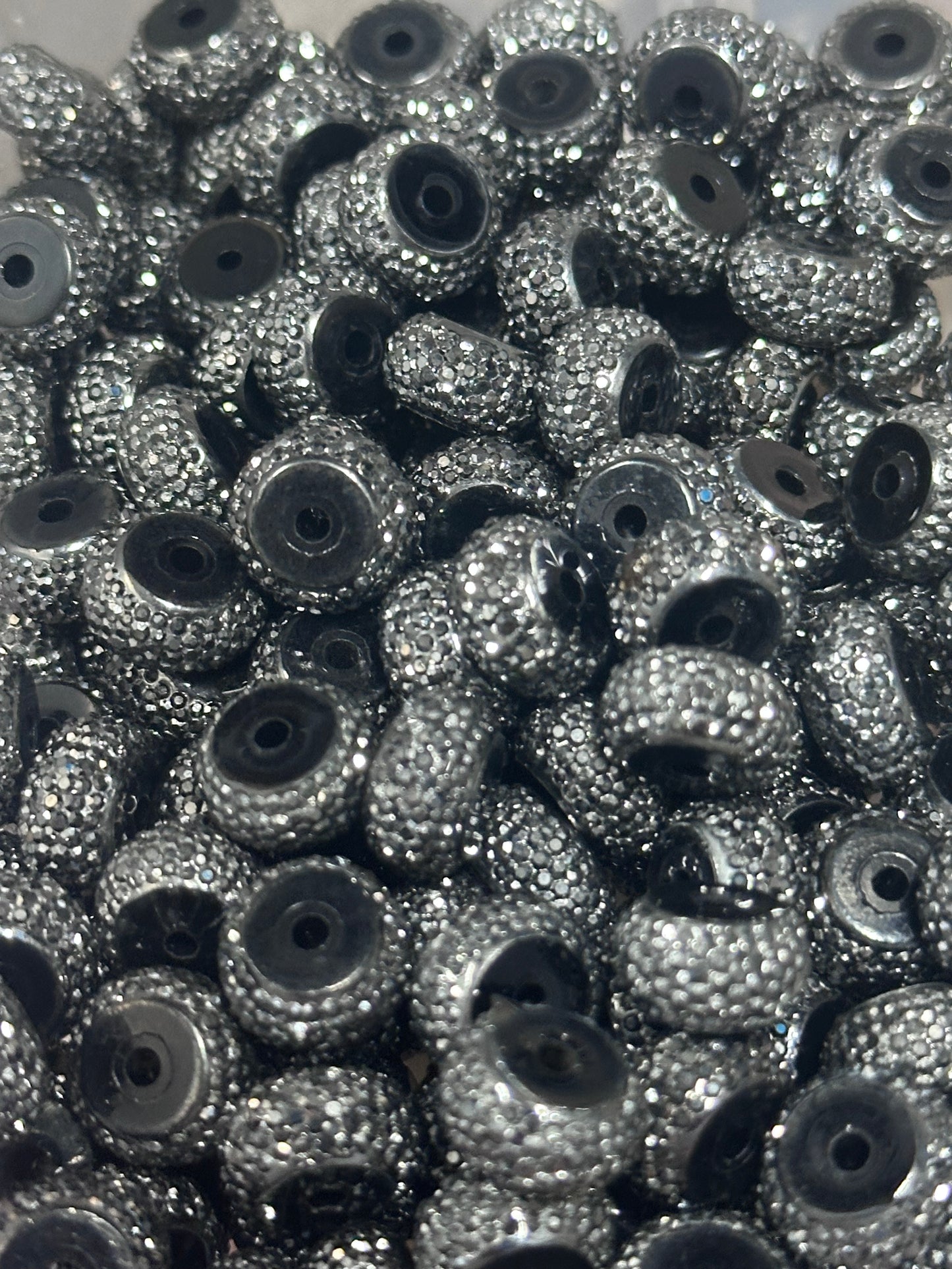Set of 20 Acrylic black with silver sparkle spacers included/ jewelry Bead/ beadable pen beads/ keychain bead/bead/12mm/