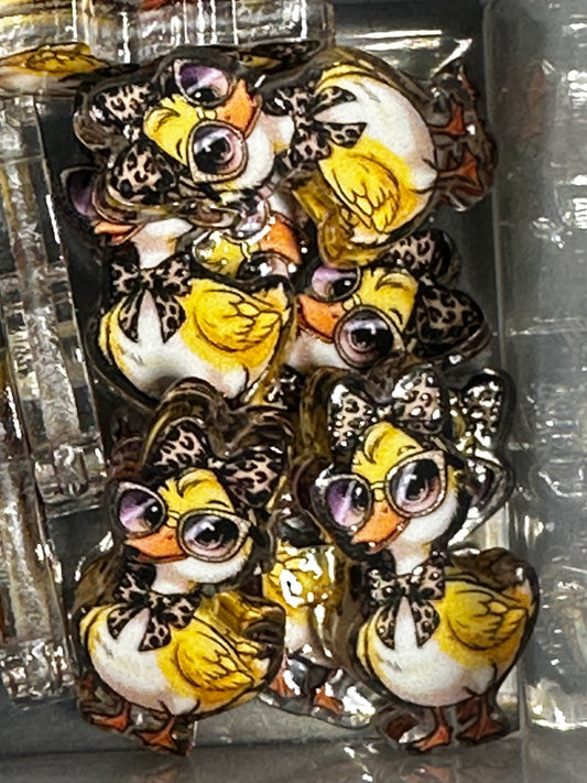 Lady Duck acrylic focal bead- set of 2/ focal bead/ pen beading / keychain bead/