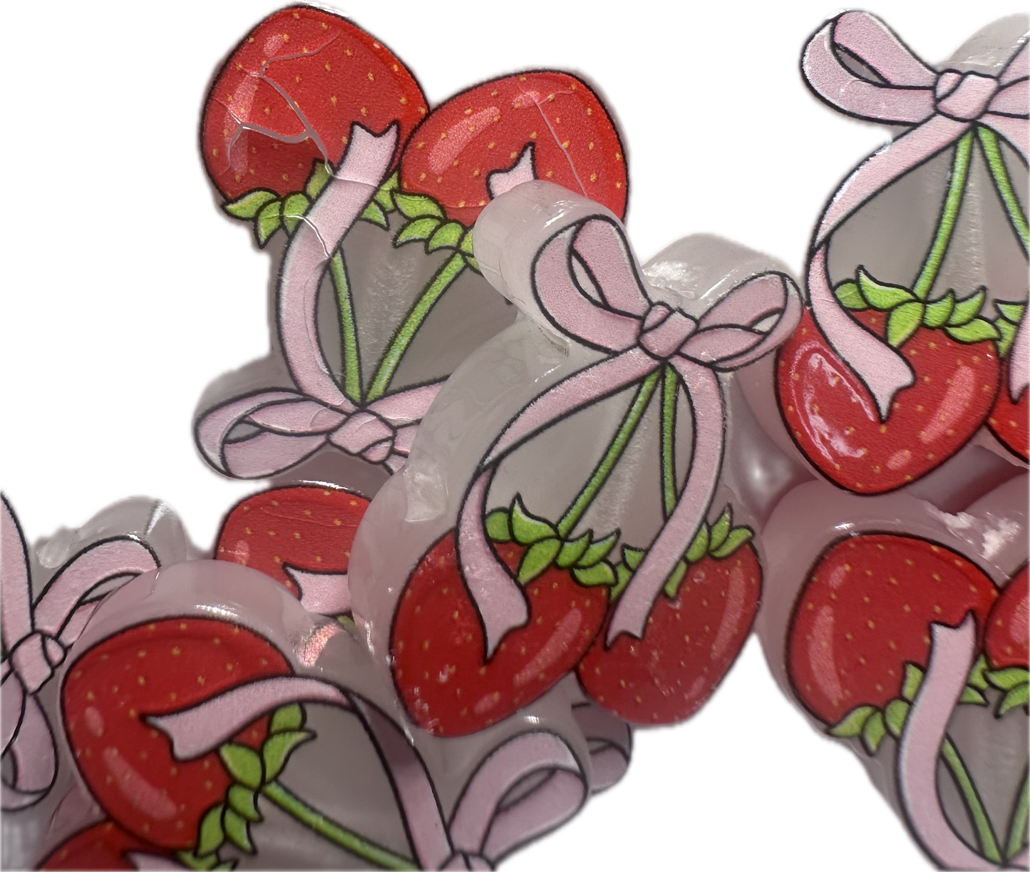 Strawberry acrylic focal bead- set of 2/ focal bead/ pen beading / keychain bead/