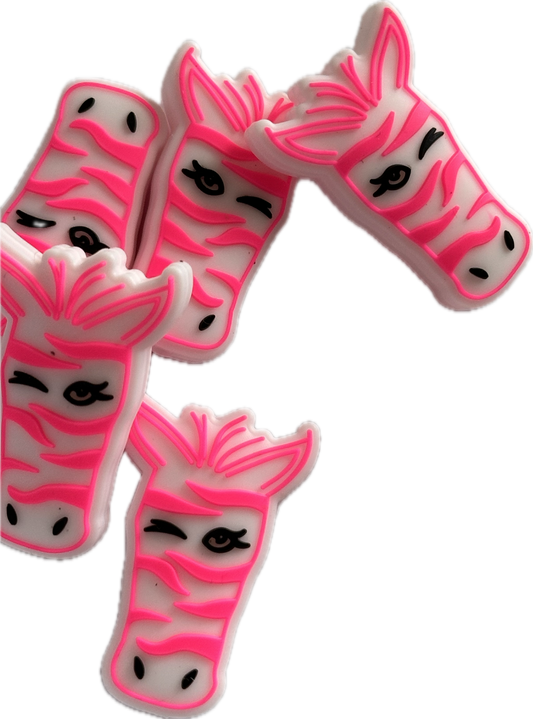 Pink Zebra striped focal bead / zoo