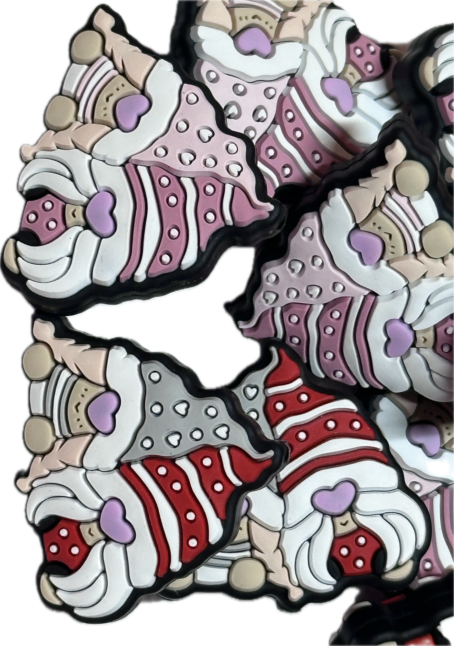 Cute gnome focal bead/ silicone/heart/ Valentines Day/Choose red or pink