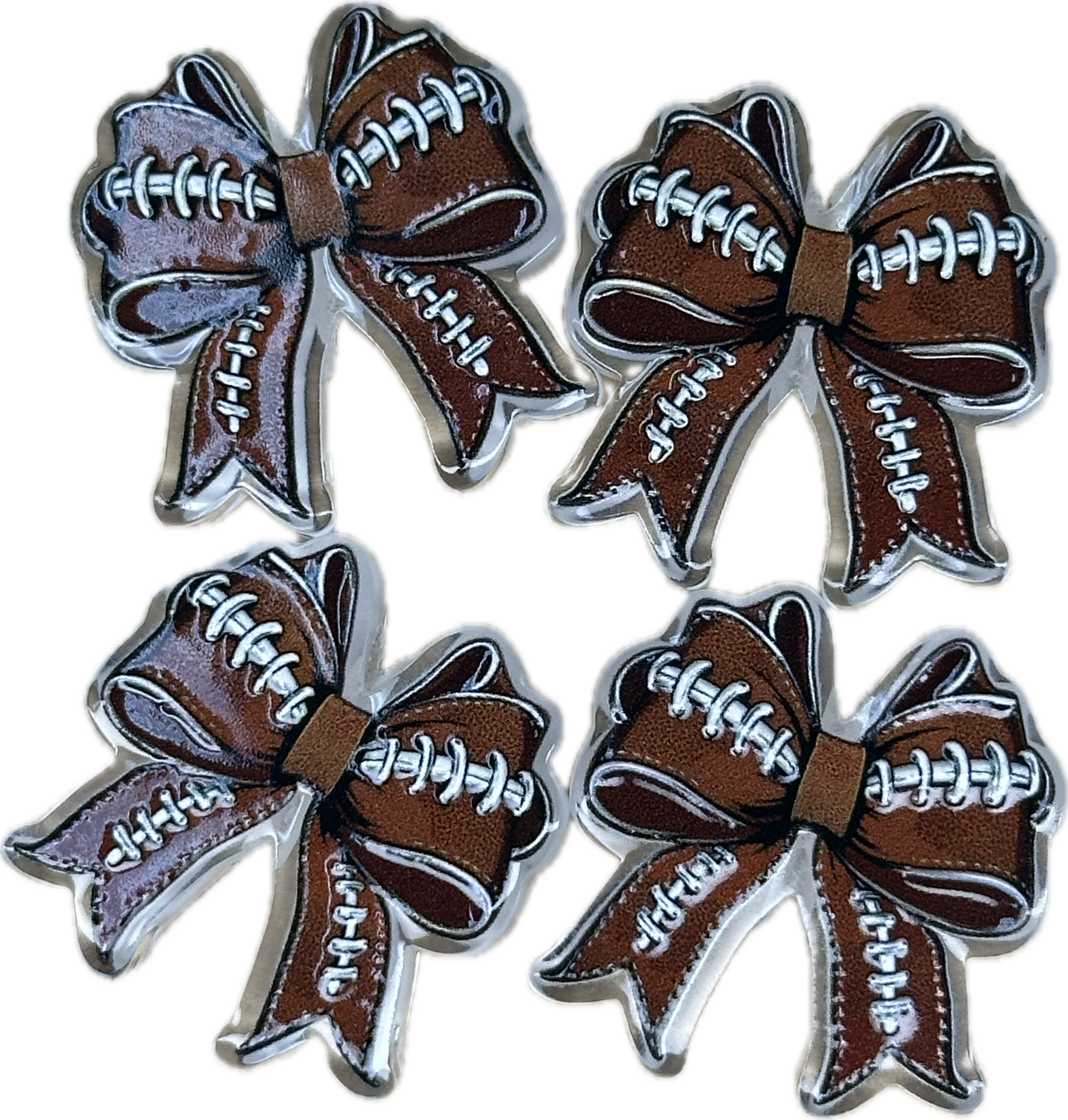 Football bow acrylic focal bead- set of 2/ focal bead/ pen beading / keychain bead/ style 2