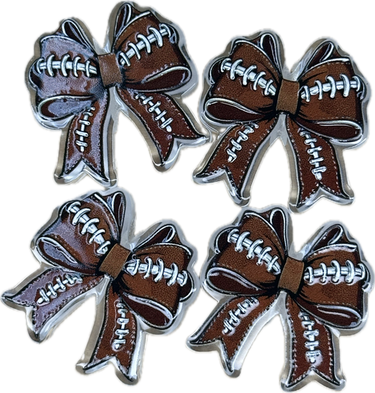 Football bow acrylic focal bead- set of 2/ focal bead/ pen beading / keychain bead/ style 2