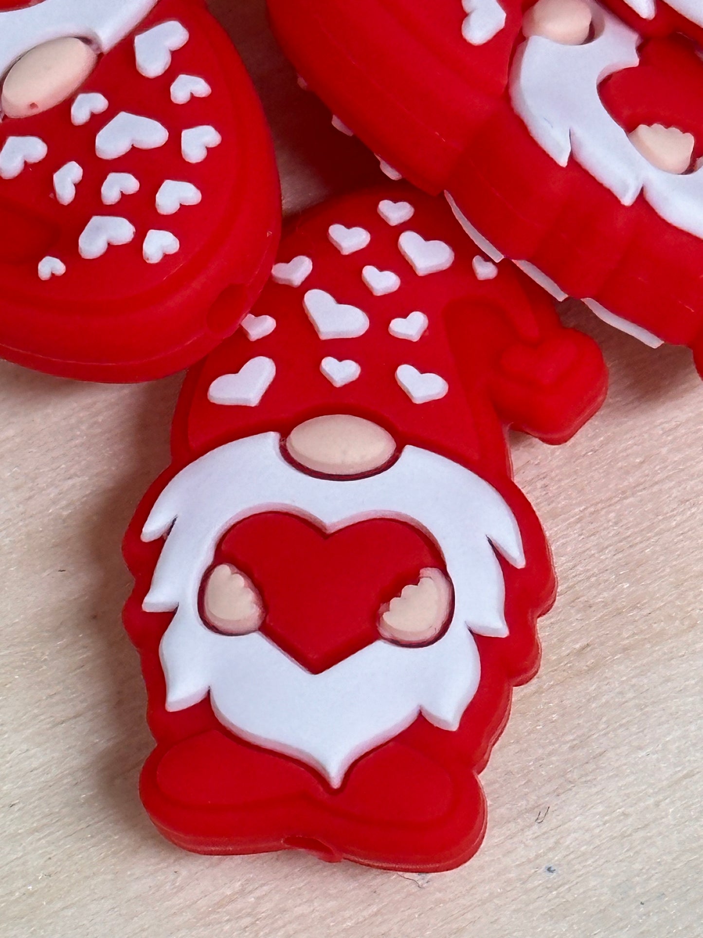 Lovey gnome focal bead/ silicone/heart/ Valentines Day