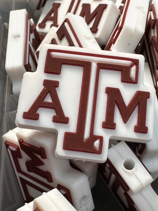 Texas A&M focal beads/ NFL /  Focal Bead/ beadable pen/ Silicone  bead/ keychain bead / Football/