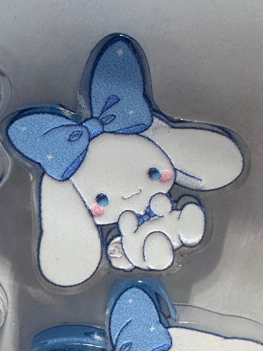 White puppy with blue bow acrylic focal bead- set of 2/ focal bead/ pen beading / keychain bead