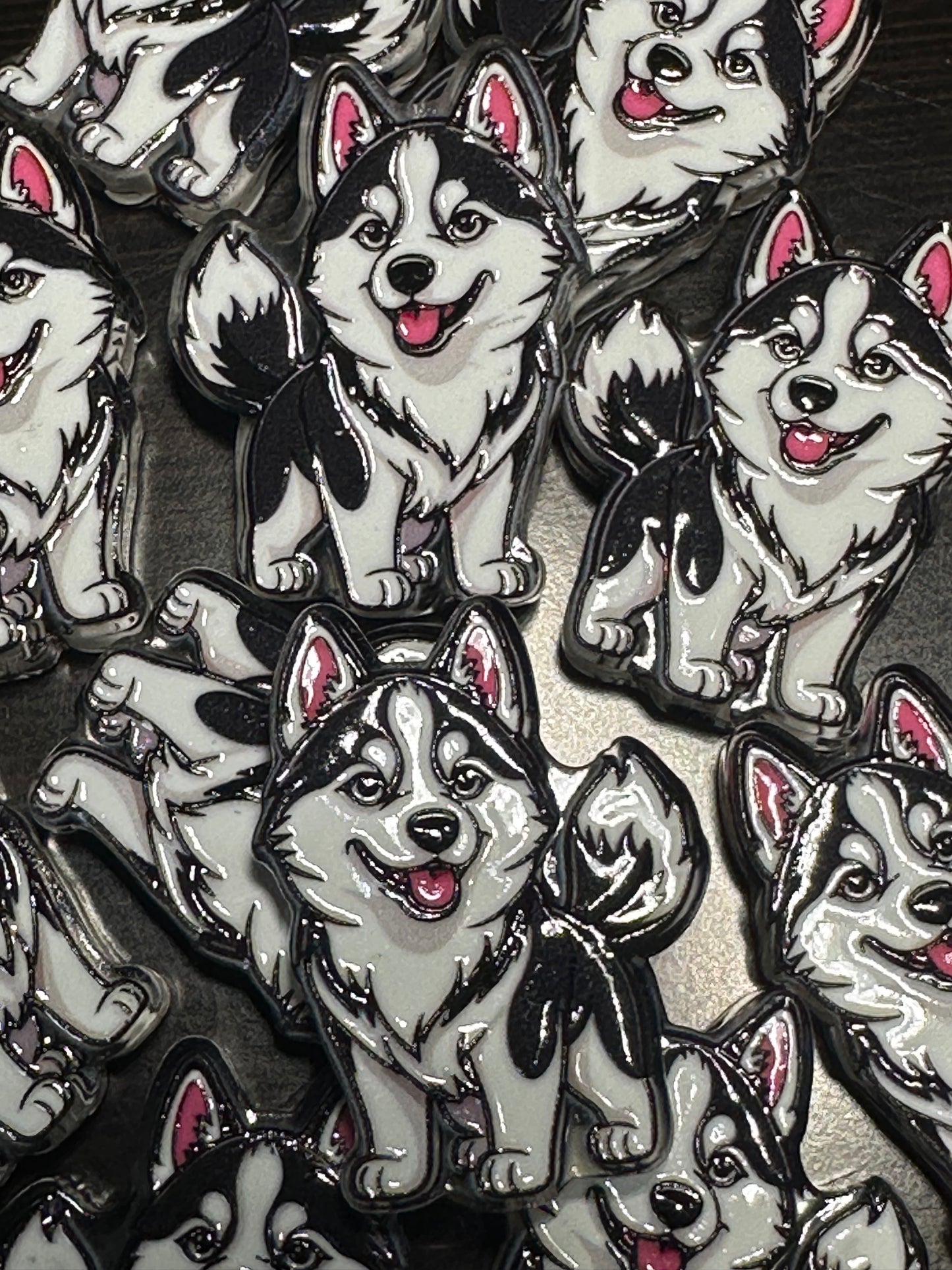 Husky dog acrylic focal bead- set of 2/ focal bead/ pen beading / keychain bead/