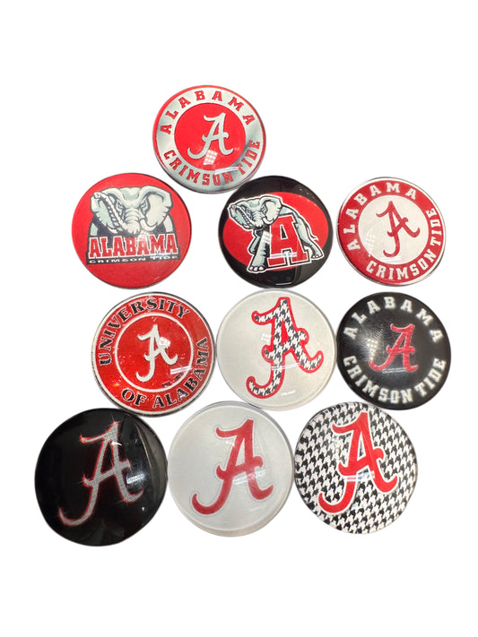Alabama football cabochons acrylic charms pendants/ perfect for glueing on your DIY, charm bracelets, necklaces, bag charms, magnets, and so much more 10 different styles