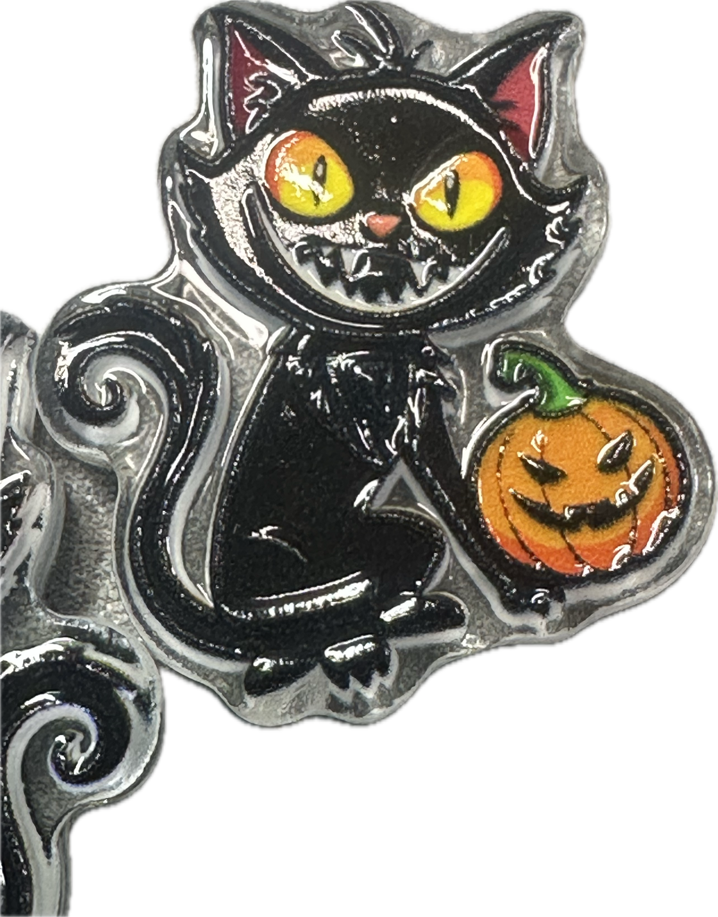 Halloween Black kitty cat acrylic focal bead- set of 2/ focal bead/ pen beading / keychain bead