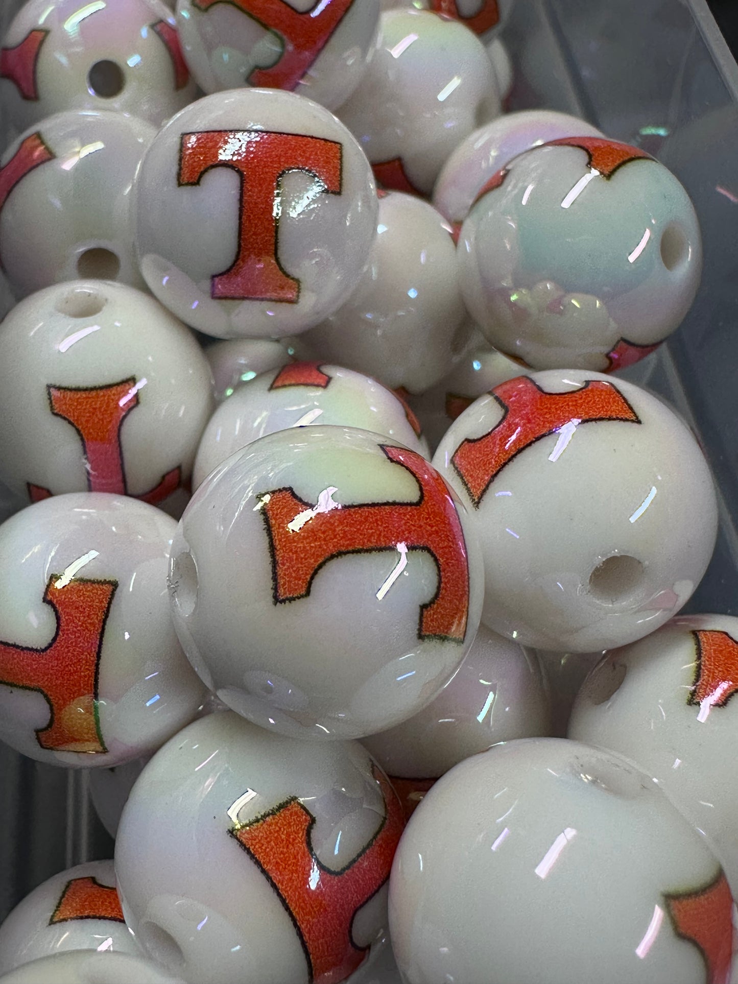 University of Tennessee 16mm Sports Print Beads • Set of 10 • Great for Pens, Keychains & Crafts-