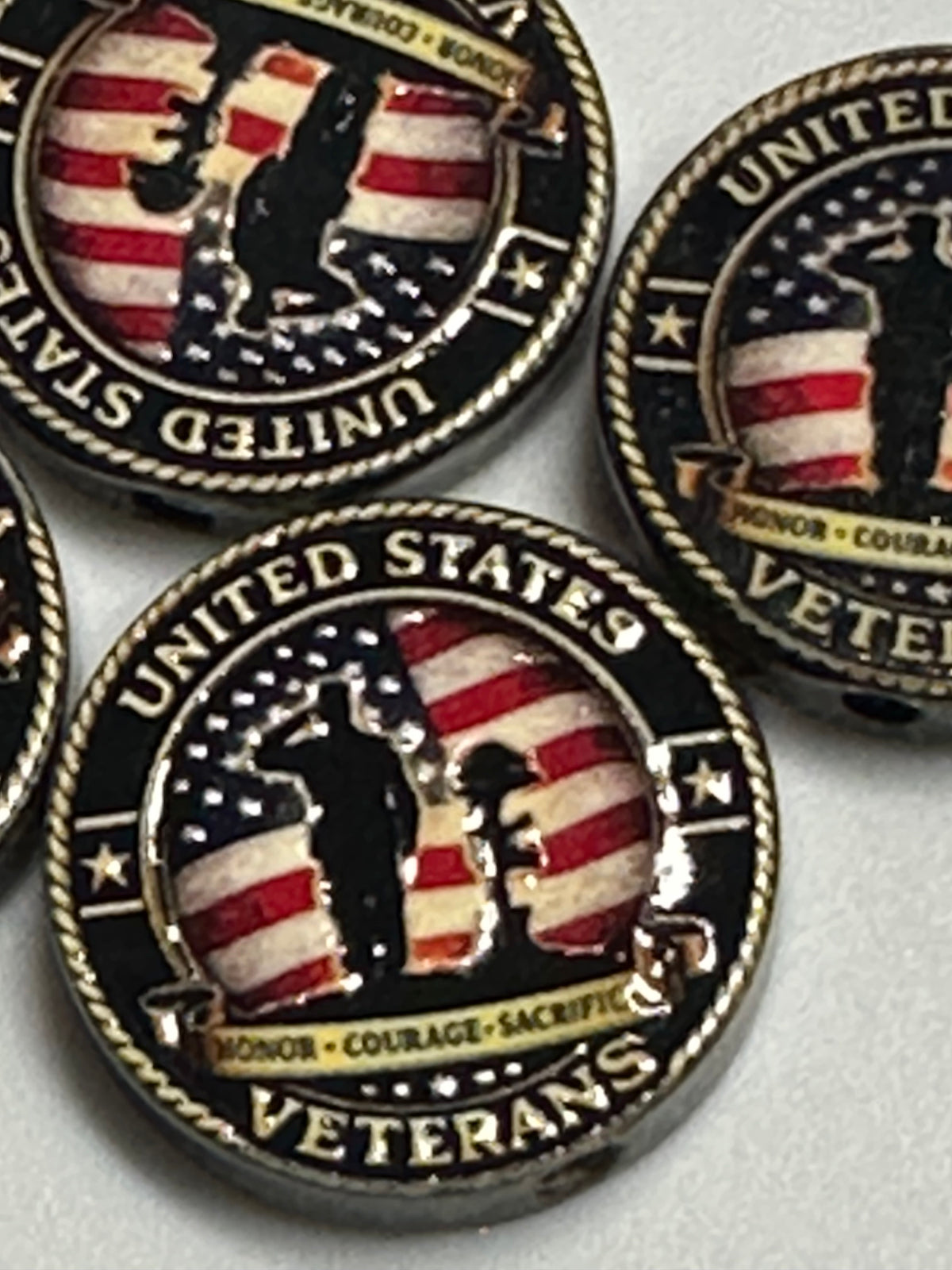 Veterans acrylic focal bead- set of 2/ focal bead/ pen beading / keychain bead/ military/ patriotic