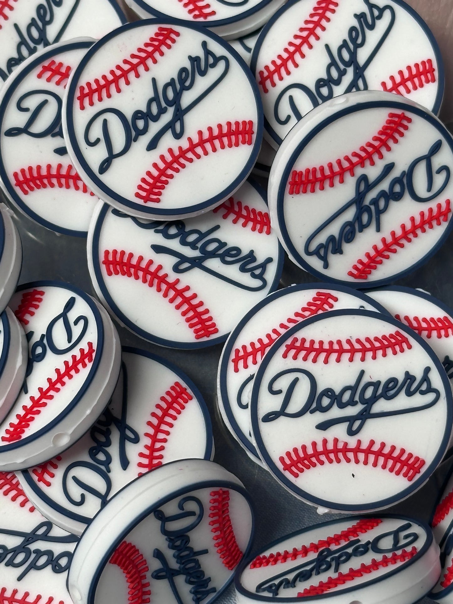 Baseball shaped silicone focal bead/ #4
