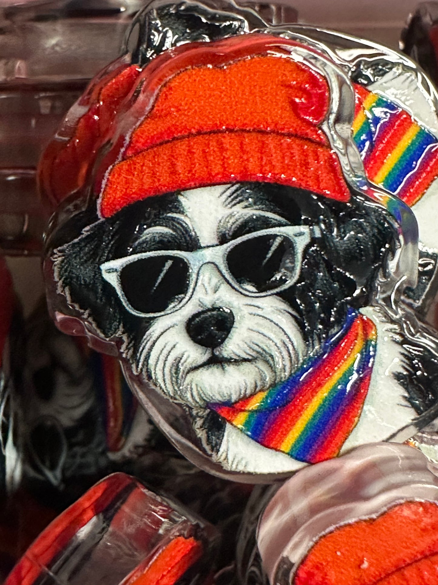 Cool dog with shades and a beanie acrylic focal bead- set of 2/ focal bead/ pen beading / keychain bead/