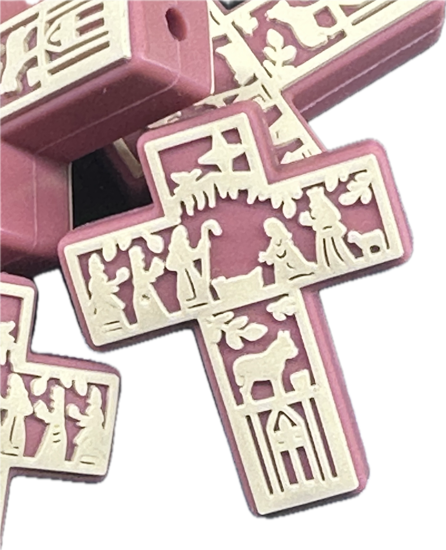 Nativity Cross silicone focal bead/ pen beading/ keychain bead/ Christmas cross/ religious/ Jesus birth