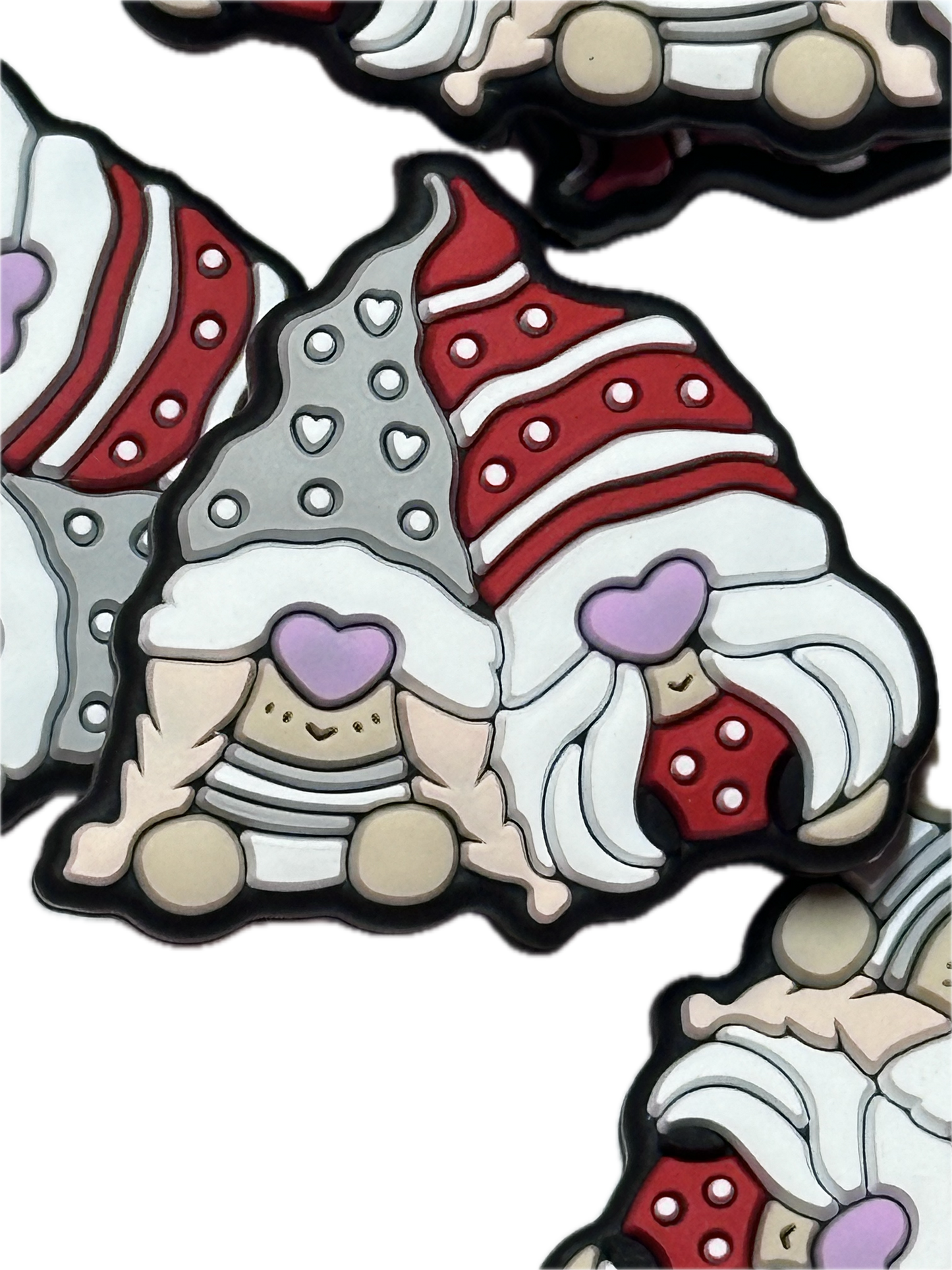 Cute gnome focal bead/ silicone/heart/ Valentines Day/Choose red or pink