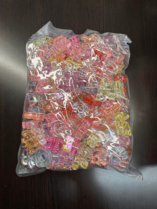 Plastic Letter Beads – Bulk Bag of Mixed A–Z Alphabet Beads (Vertical Hole, Multi-Color Mix) over 150 mixed colors glossy alphabet