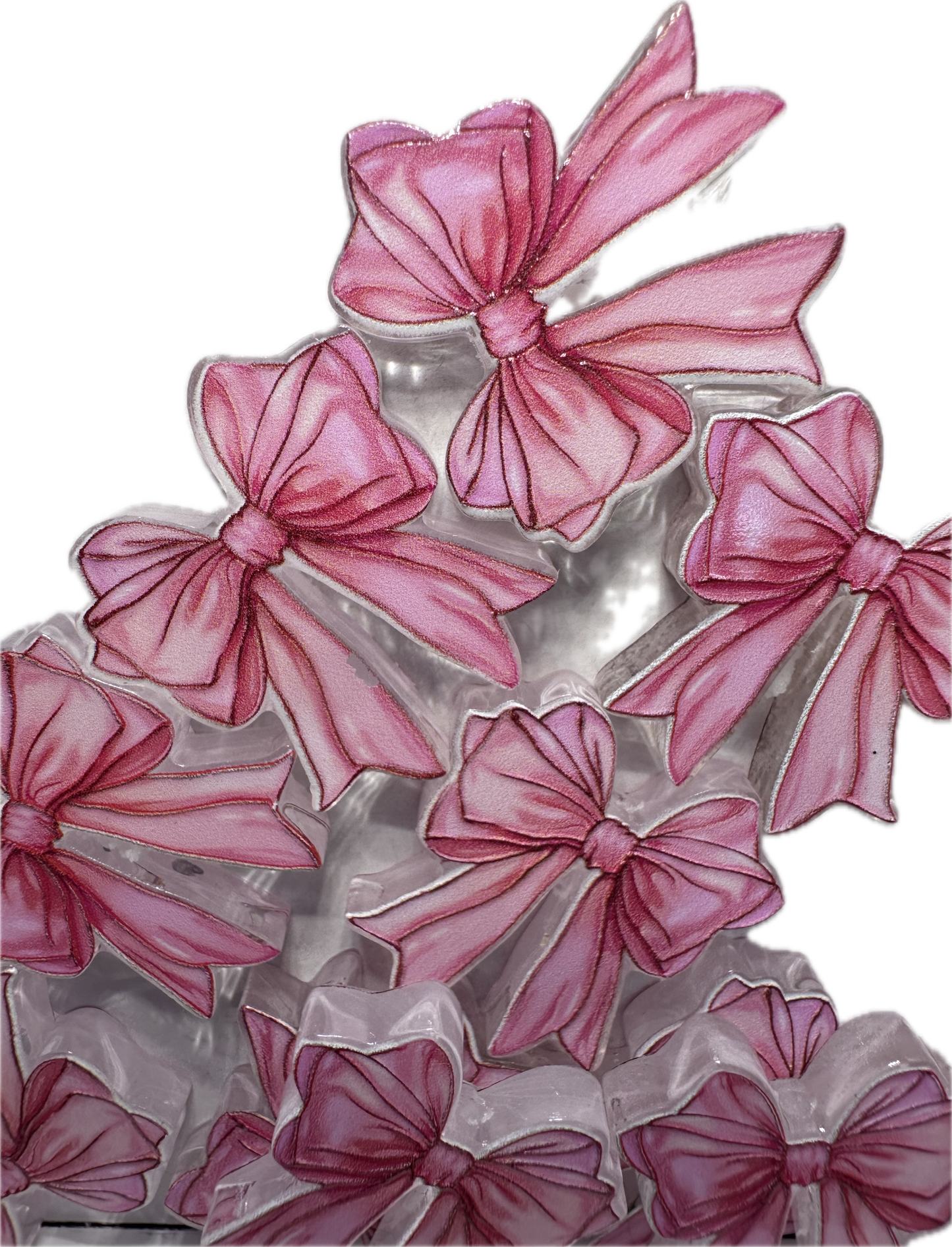 Long pink bow acrylic focal bead- set of 2/ focal bead/ pen beading / keychain bead/ fancy bow