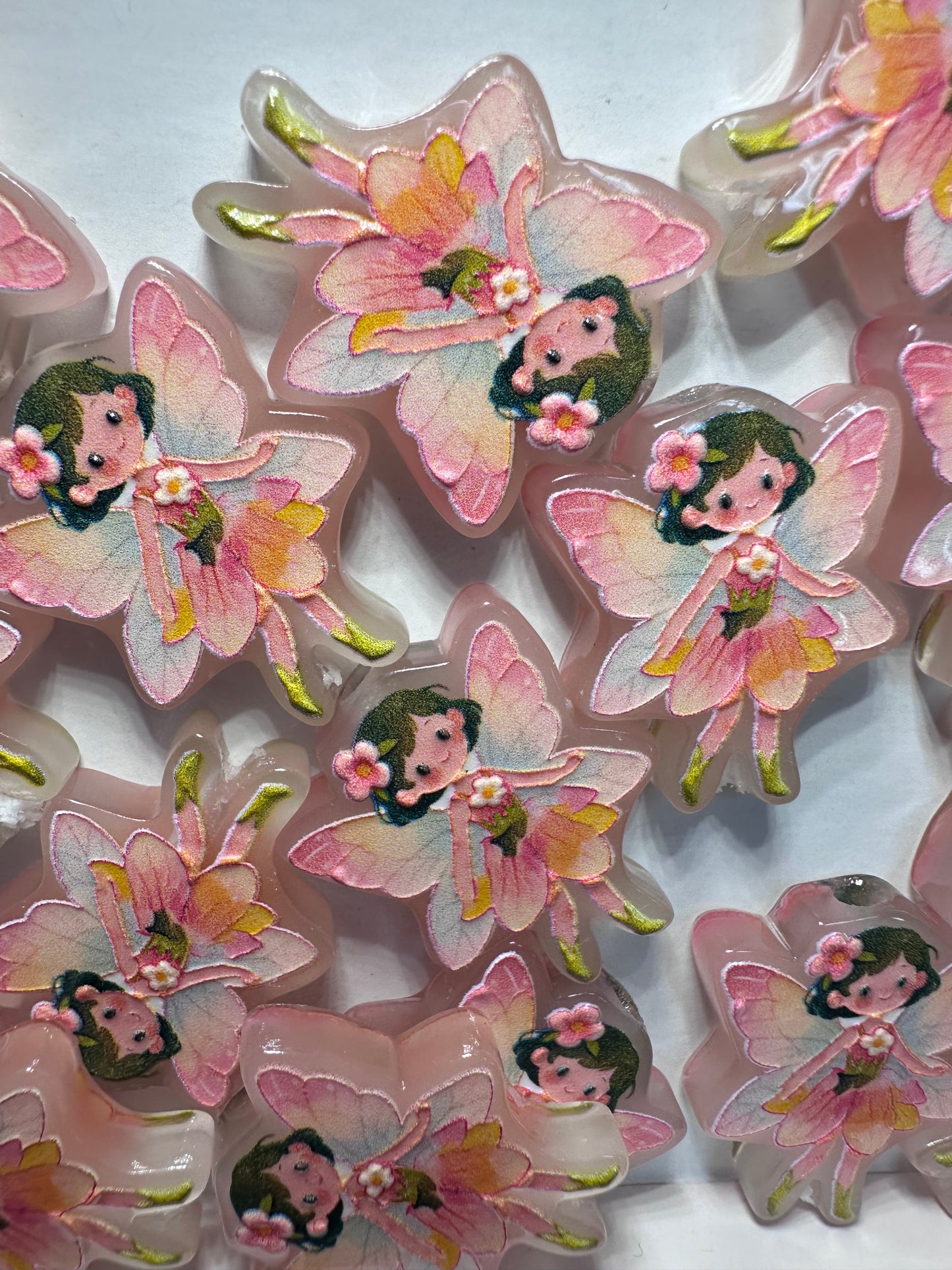 Peach Pink Fairy acrylic focal bead- set of 2/ focal bead/ pen beading / keychain bead