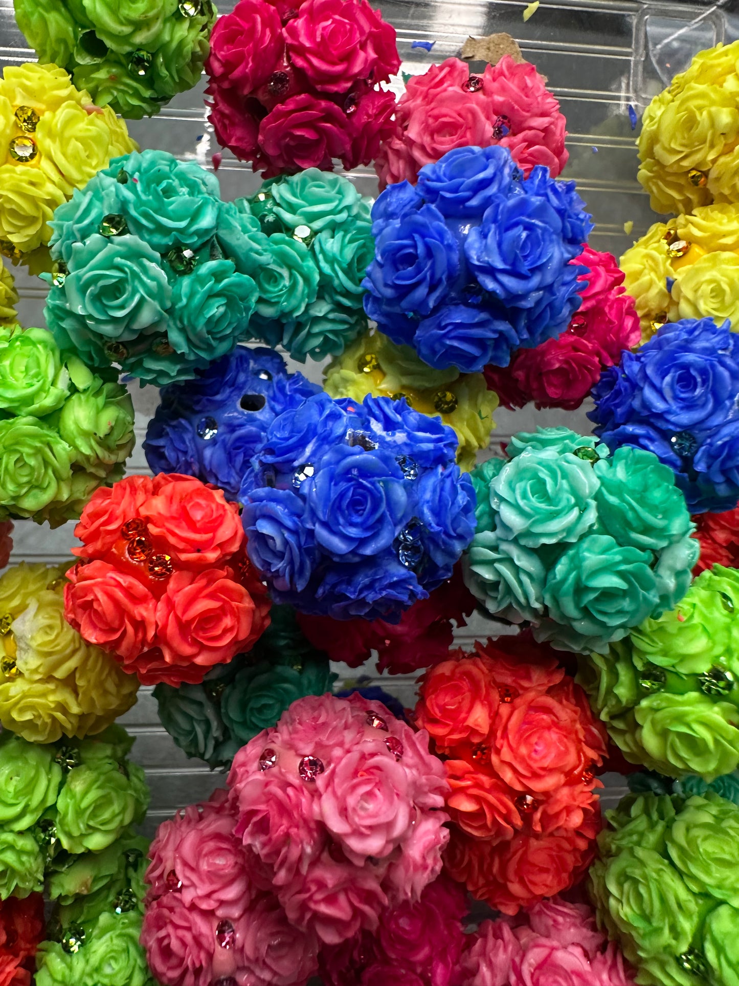 Neon Fancy Flower Handmade Beads – Neon Flower Beads for DIY Crafts (Set of 5) approx. 20mm