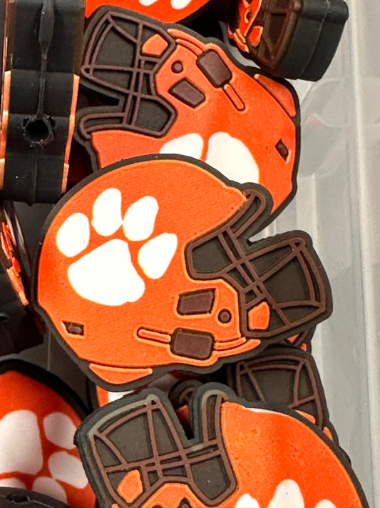 Clemson Tigers focal bead /orange paw on helmet/football