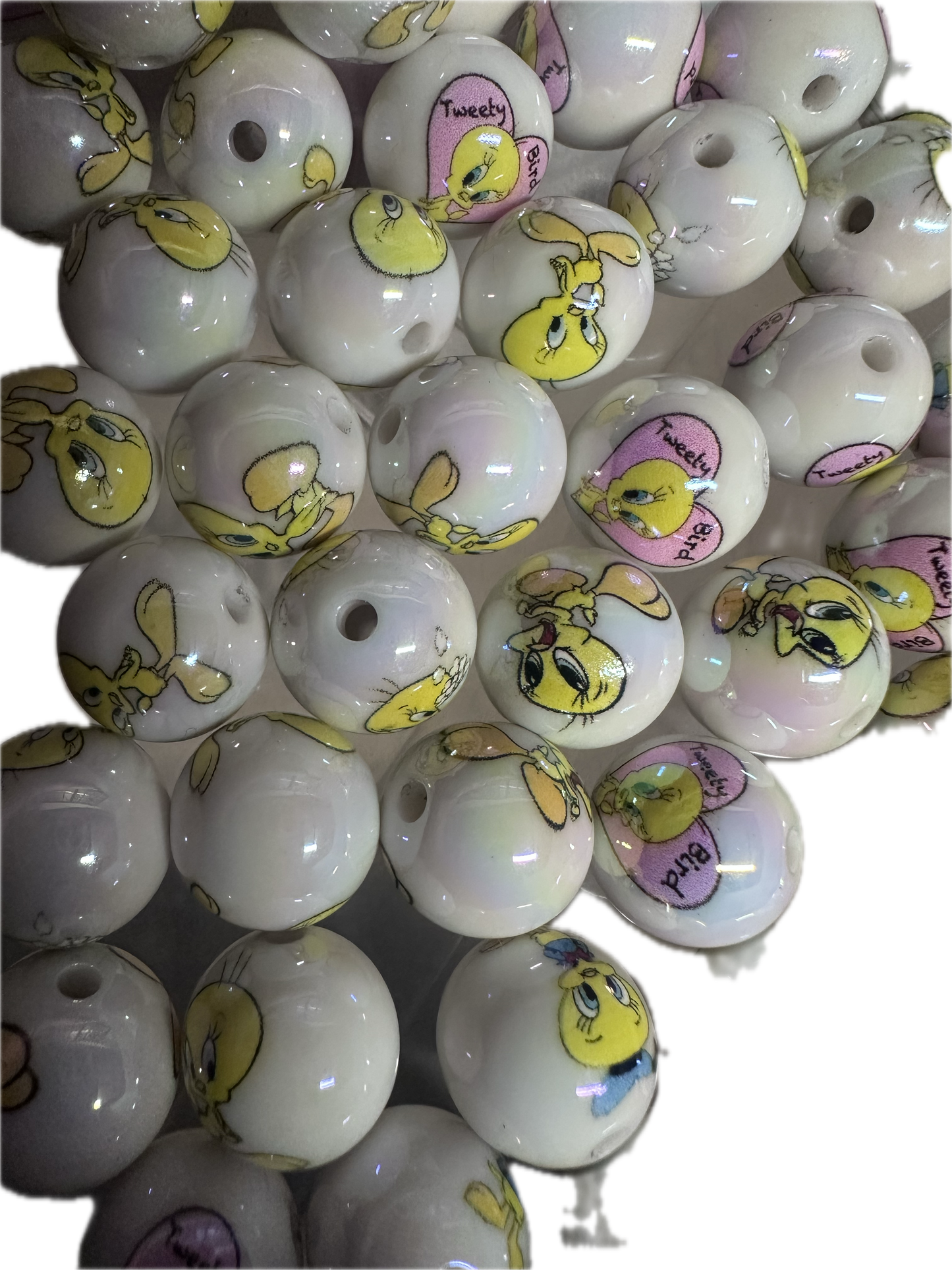 Yellow bird round beads/ Ten (10) included/16mm Bead/ beadable pen/ jewelry/ keychain/