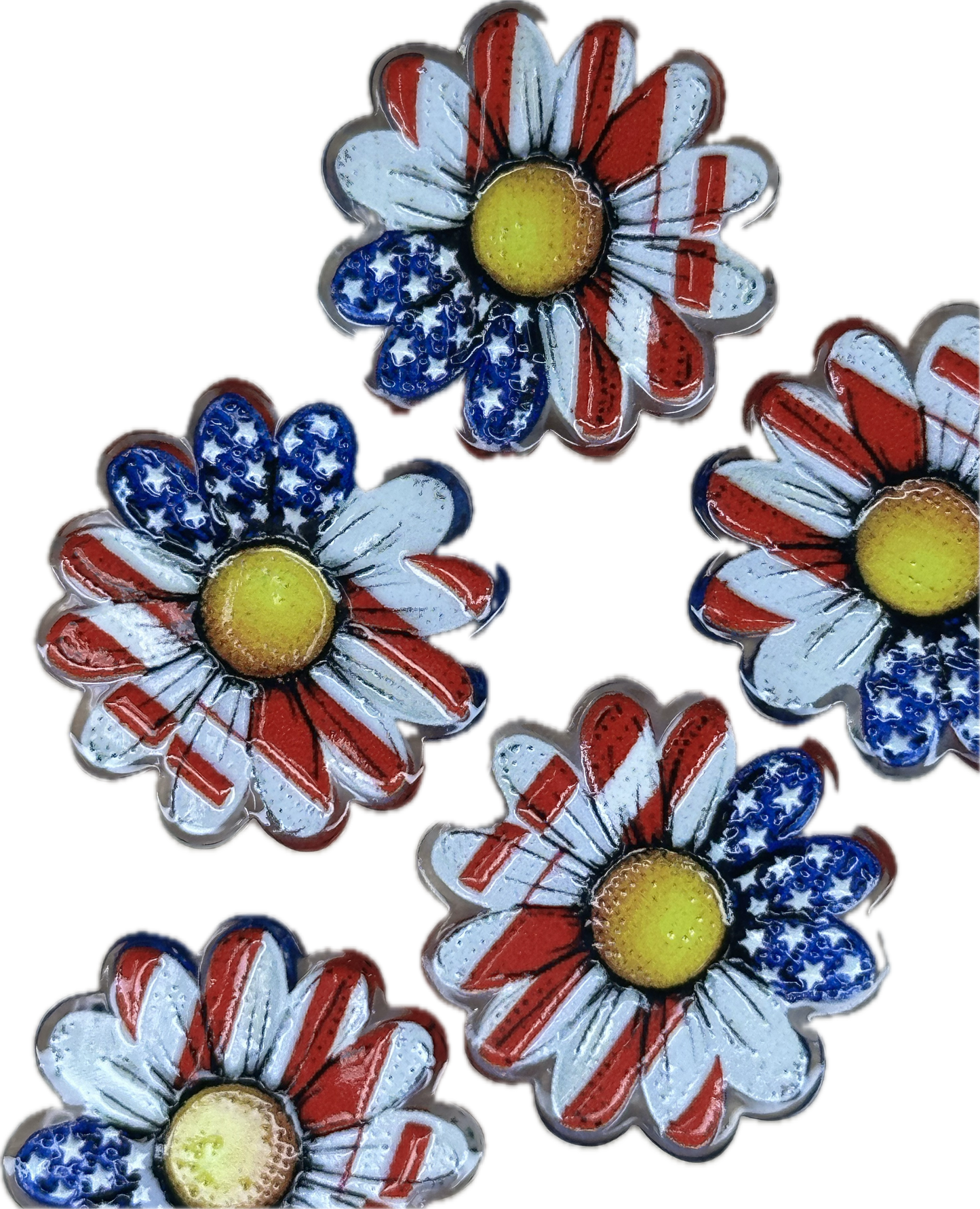 Daisy flower acrylic focal bead- set of 2/ focal bead/ pen beading / keychain bead/ military/ patriotic