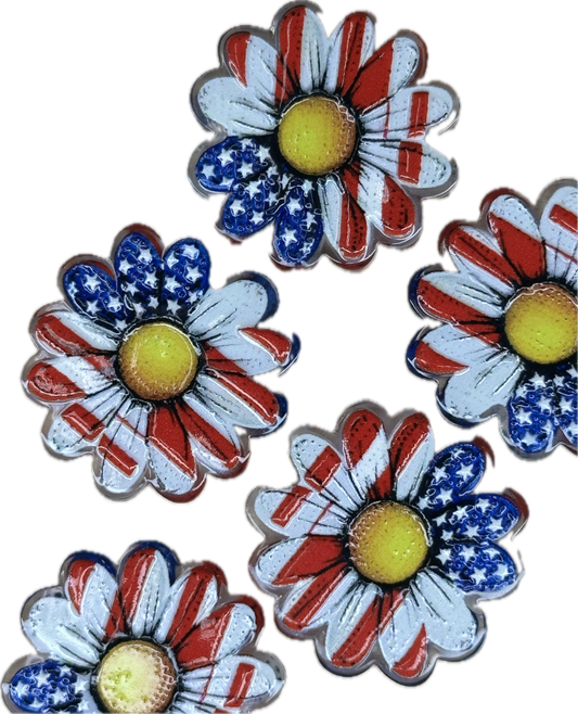 Daisy flower acrylic focal bead- set of 2/ focal bead/ pen beading / keychain bead/ military/ patriotic