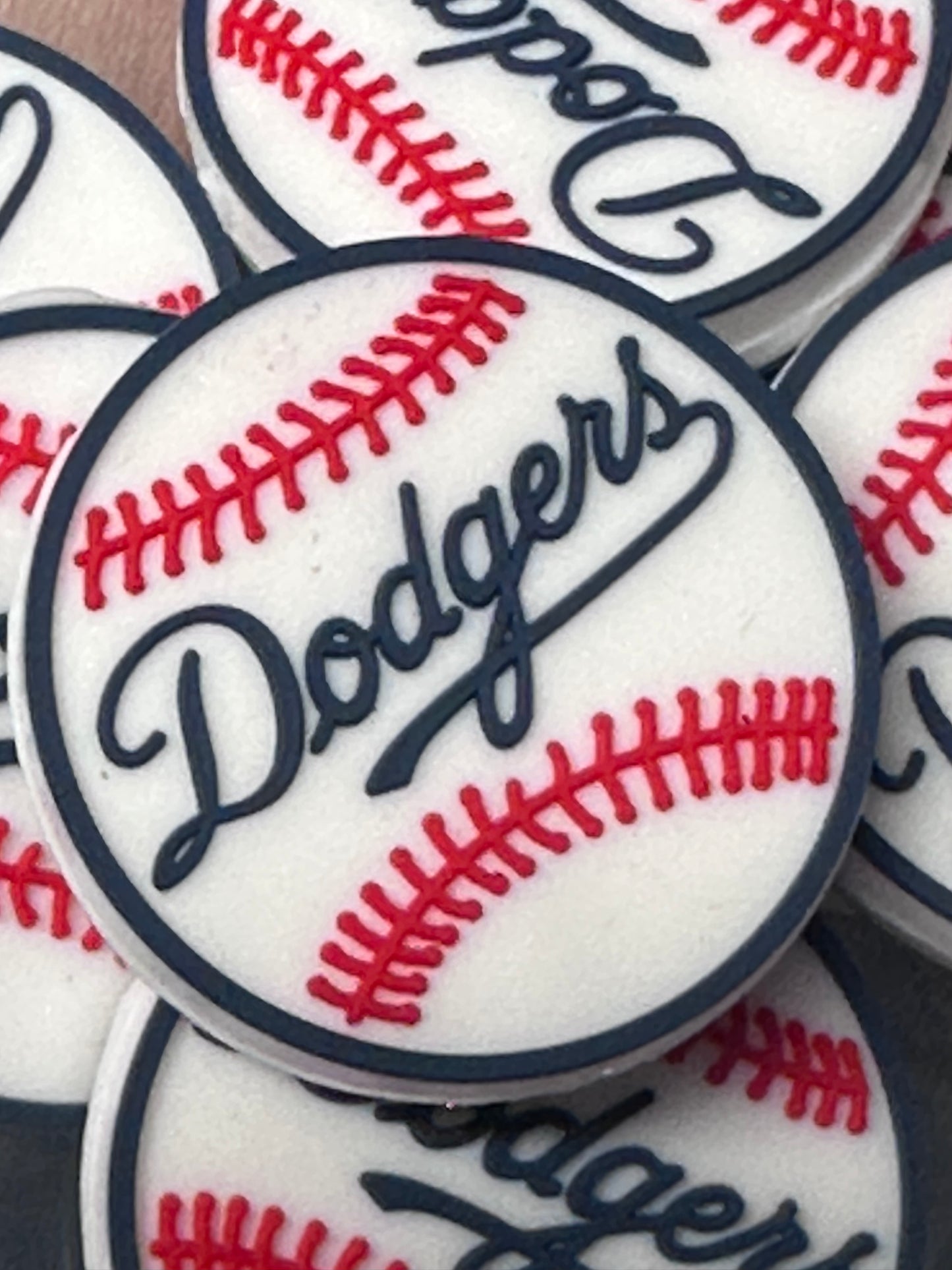 Baseball shaped silicone focal bead/ #4
