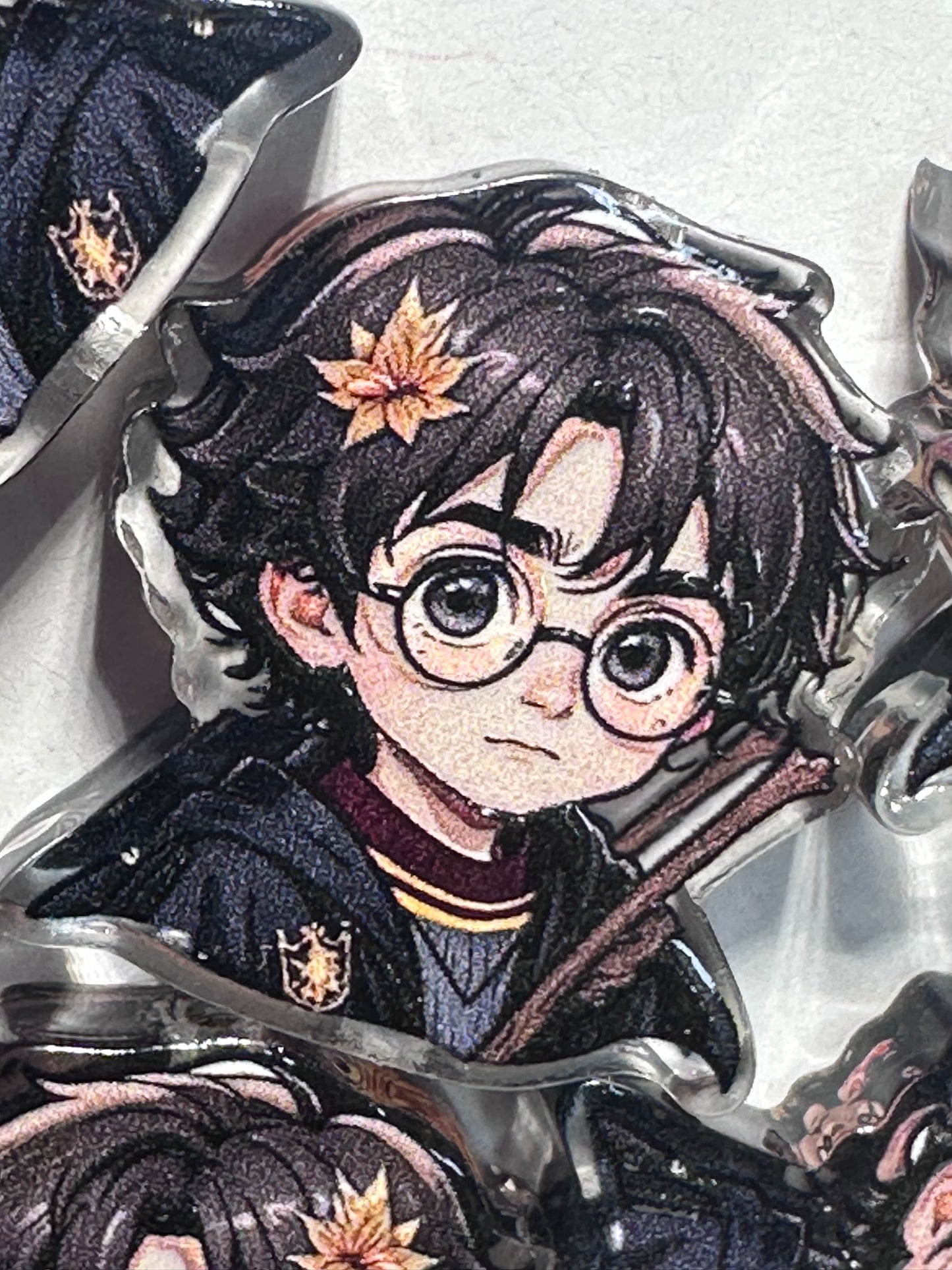 Boy with glasses acrylic focal bead- set of 2/ focal bead/ pen beading / keychain bead