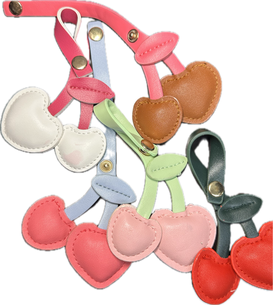 Cherry / Cherries Faux Leather Charms- for bag charms, keyrings, purse charm