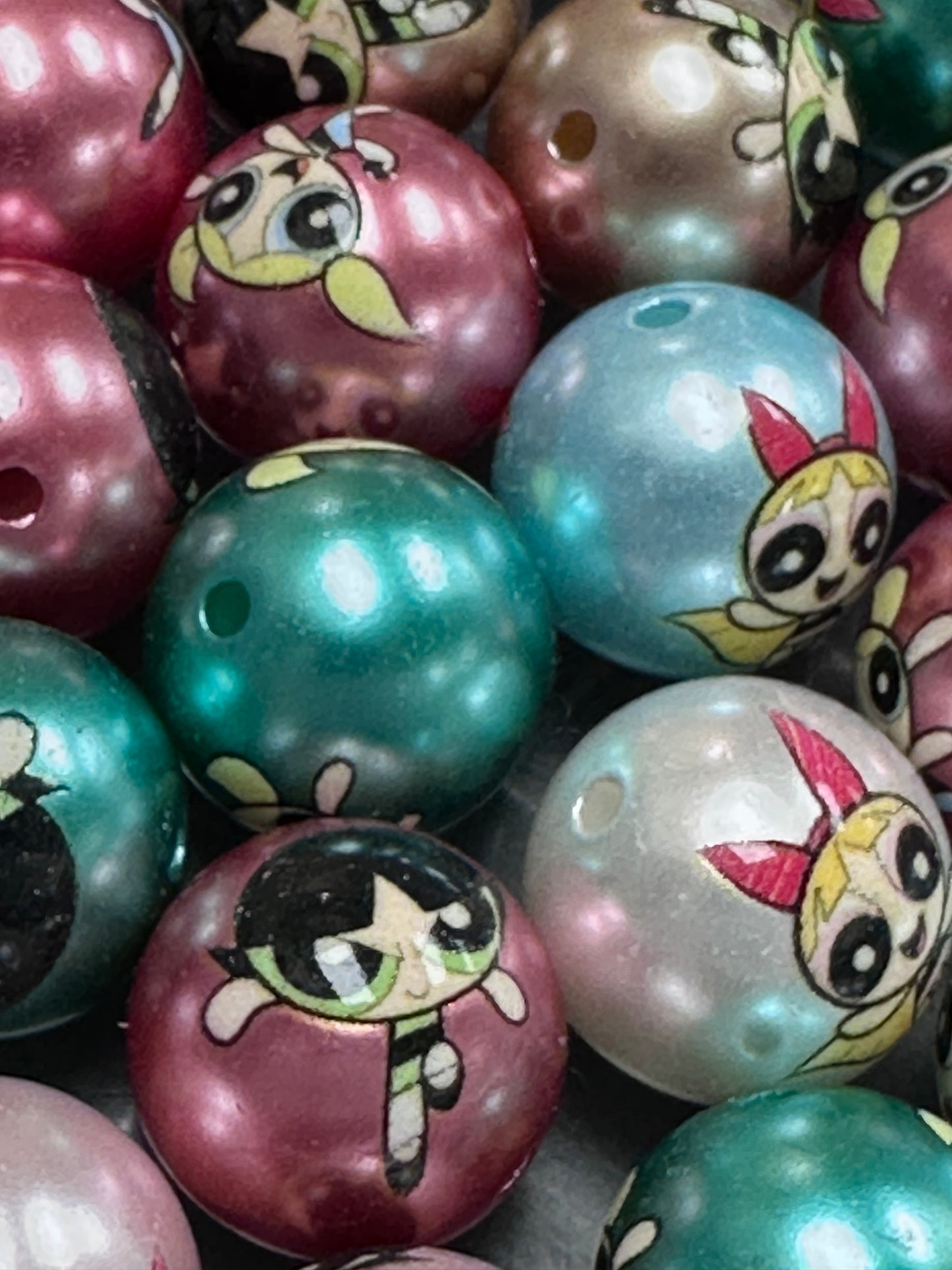 Ten (10) satin colorful PPG beads/ round shaped beads/ pen beading beads / keychain beads/ DIY/ 16mm/