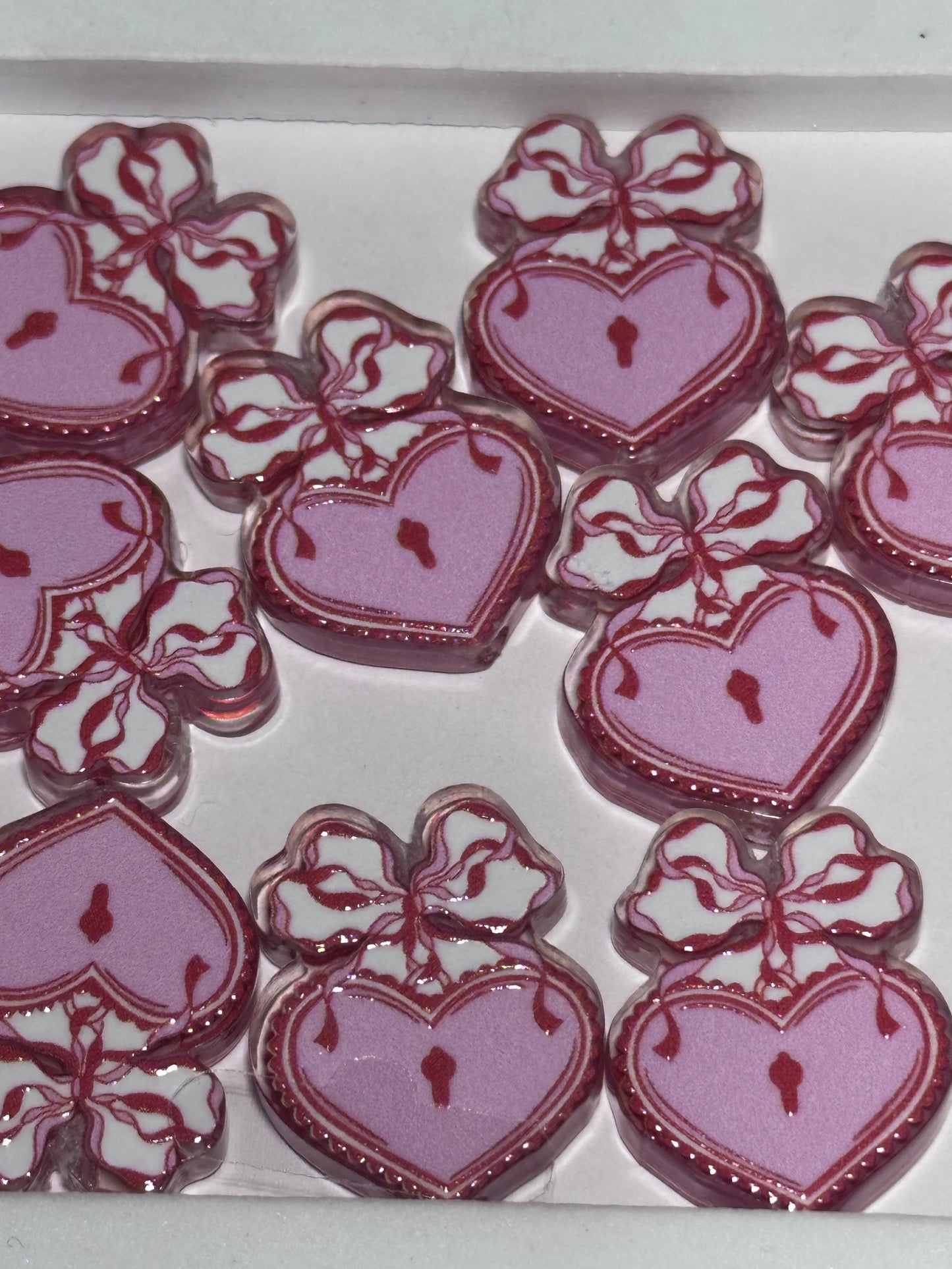 Heart Lock acrylic focal bead- set of 2/ focal bead/ pen beading / keychain bead/ Keyhole locket