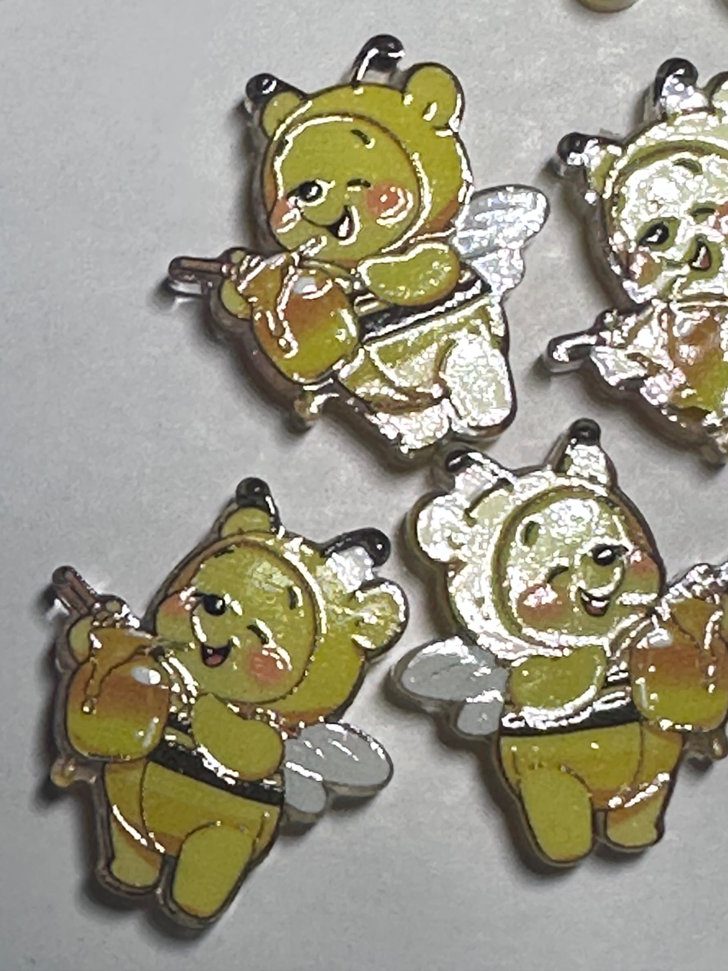 Honey bear in bee outfit acrylic focal bead- set of 2/ focal bead/ pen beading / keychain bead /so cute